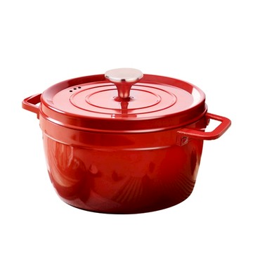 【JUSTCOOK 廚藝寶】雙耳琺瑯鑄鐵湯鍋 保溫鍋 湯鍋 鍋子 大容量鍋 琺瑯鍋 鑄鐵鍋 24公分含蓋