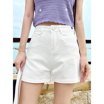 白色高腰顯瘦牛仔短褲女2025年夏季薄款寬松百搭a字闊腿ins熱褲