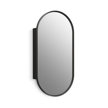 Verdera 15" x 30" 膠囊形鏡櫃 - 霧面黑