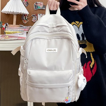 限時特賣中🎈日係校園簡約百搭雙肩包女高中學生初中生上課書包大容量背包男潮 日係國中大容量多口袋書包 大學生防水雙肩包 簡