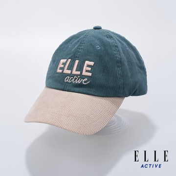 【ELLE ACTIVE】 直條紋燈心絨經典繡花LOGO棒球帽-綠色 (EA24A2FH002-45)