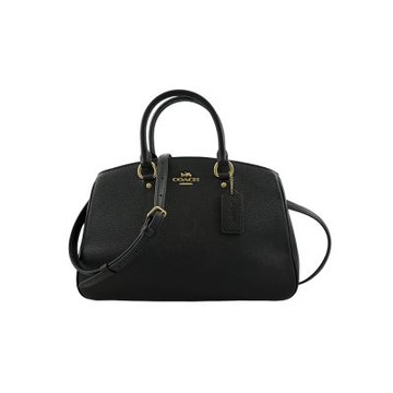 COACH Savannah carryall 黑色荔枝紋皮革三層手提/肩斜背包(大款)