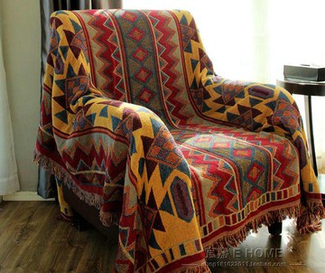 現代幾何北歐式美式鄉村防滑四季棉麻厚毯全蓋沙發巾沙發毯子蓋毯