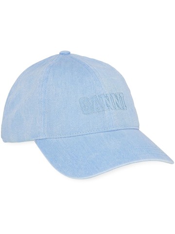 GANNI - logo-embroidered denim cap - women - Cotton/Recycled Polyester - One Size - Blue