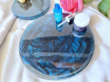 Aizen 樹脂範杯墊天鵝絨紋理托盤，女禮物厝禮物 藍染彩禮入餐媽媽