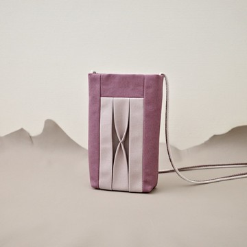 立體打褶  手機包 / 斜背 側背 / 帆布包 / 雙拼色 最後現貨一個