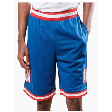 出口美國美式籃球聯盟版男士雙層大網眼短褲刺繡標大碼直筒五分褲