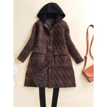 冬裝連帽棉衣女外套中長款2025新款寬松加厚保暖棉服中年媽媽棉襖