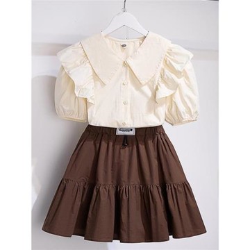 女童夏季學院風套裝2026新款中大童小女孩衣服時髦韓范夏裝兩件套