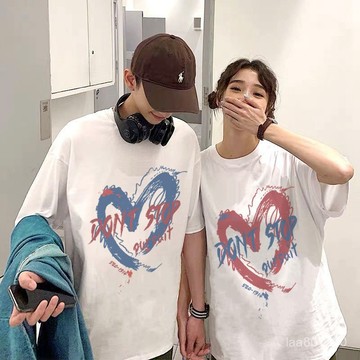 情侶衣服 t恤女 美式上衣 純棉T恤 短袖上衣 情侶衣服 男生T恤 潮牌衣服 夏季上衣 寬鬆上衣 短袖T恤 女生上衣