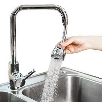 荷生活 兩檔出水廚房水龍頭防濺起泡器 萬向旋轉調整水槽水龍頭延伸器-C型軟管長款2入