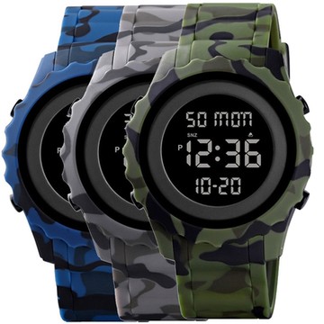 Mirabelle 炫色迷彩 多功能鬧鐘防水矽膠手錶 3色可選