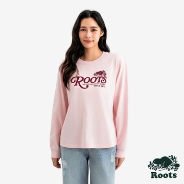 Roots女裝- FUTURE SCRIPT CLASSIC 長袖上衣-淺粉色