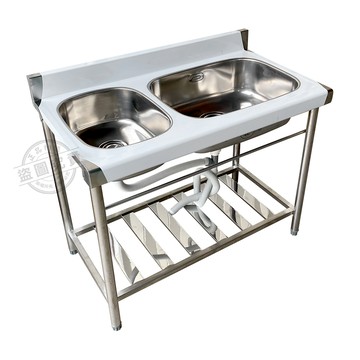 【Abis】加牆款304不鏽鋼100CM洗台雙槽式大小水槽(3.3尺)左小右大