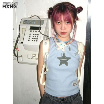 【星星貼布刺繡設計感】吊帶背心 女外穿 夏季 新款 修身 顯瘦 辣妹 內搭 上衣 吊帶上衣 背心 背心上衣 背心吊帶 台