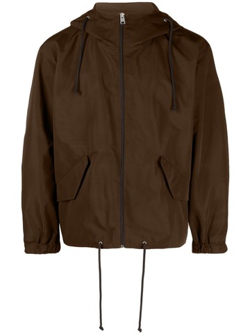 SANDRO - zip-up hooded windbreaker jacket - men - Polyester/Polyester - M - Brown