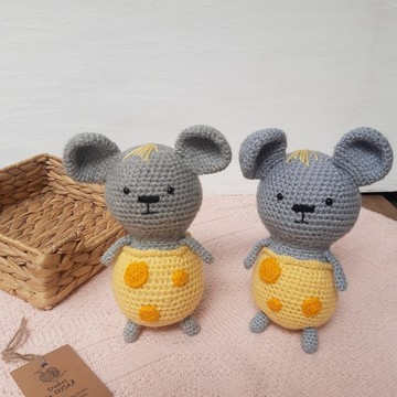 手工鉤針搞笑老鼠毛絨玩具動物毛絨玩具針織禮物Amigurumi
