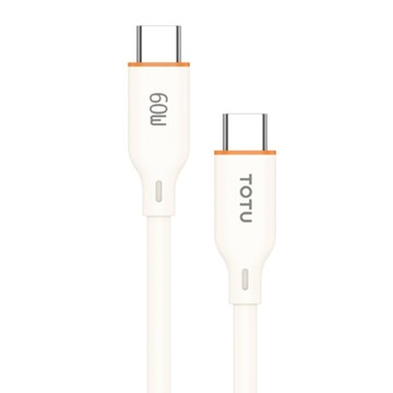 TOTU Type-C TO Type-C PD充電線傳輸線快充線 液態矽膠 CB-6系列 1M 米色 支援iPhone17/安卓/手機/平板/筆電