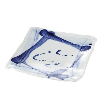 美濃燒 吳須藍繪正角皿 - 日本陶瓷餐盤  藍色 + 白色  1個