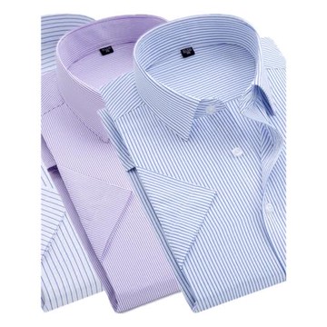 夏季男士商務條紋工裝工作服短袖襯衫半袖 45 46 47 48加肥特大碼