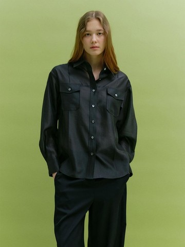SILKY SHEER BLOUSE [dark navy]