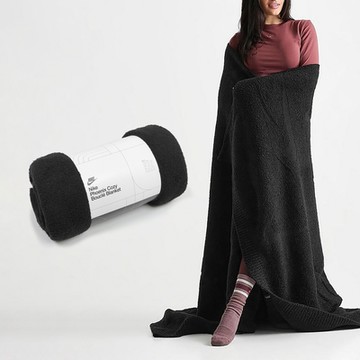 Nike 毛毯 Phoenix Cozy Bouclé 黑 針織毛毯 絨毛 勾勾 蓋毯 毯子 N101096500-1OS