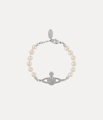 Vivienne Westwood Mini Bas Relief Pearl Bracelet Silver Swarovski Pearls Women