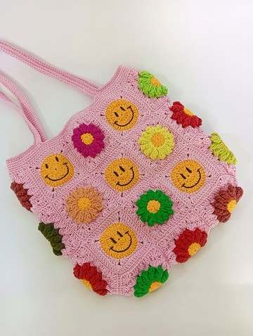 紮染繩編織包 Granny Square 花朵造型