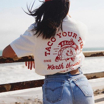 Worth the wait美式復古運動風小眾古著純棉短袖T恤女