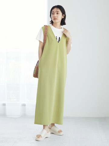 V領後開衩背心長裙(6P26L1H0300) - Green Parks