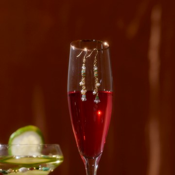 繽紛TACO｜珍珠刺螺綠松石耳勾式耳環 E0039