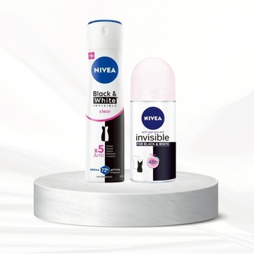 【NIVEA 妮維雅】止汗爽身噴霧150ml／ 無印乾爽乳液50ml｜德國 持久 乾爽 D034724