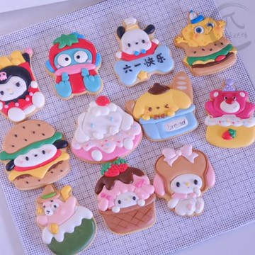 晴子六一兒童節卡通動物糖霜餅干模具甜品冰淇淋草莓熊海綿寶寶印