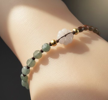 冰種藍水翡翠小花編織手鍊 | 天然A貨翡翠 | 送禮