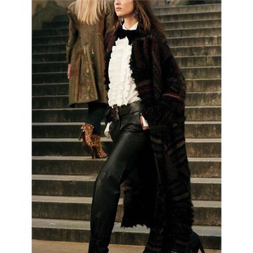 美系經典女款50周年紀念款紫標手工鉤針拼接羊毛絲針織衫外套風衣