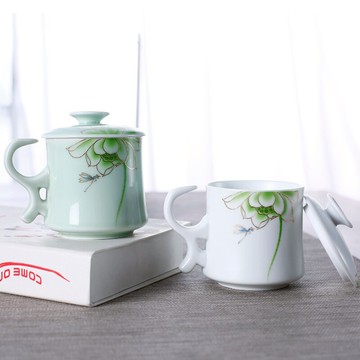 陶瓷茶杯過濾泡茶杯辦公杯家用馬克杯帶蓋勺水杯茶水分離杯子