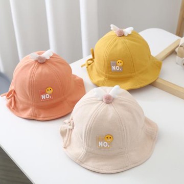 英國DGKP嬰兒帽子春秋款可調節卡通笑臉盆帽可愛寶寶外出漁夫帽