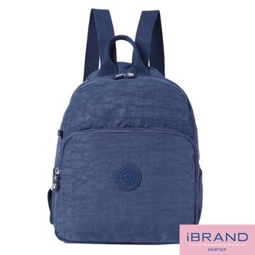iBrand後背包 輕盈防潑水素色大口袋尼龍後背包-寶藍色 MDS-8502