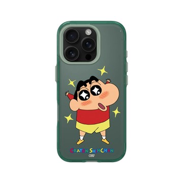 iPhone 16 Pro Clear 憂墨綠 - 蠟筆小新 Crayon Shinchan - 小新星星眼