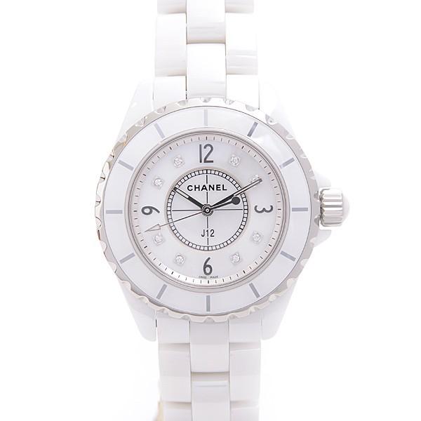 シャネル CHANEL J12 8Pダイヤ 電池式 レディース ホワイトセラミック  