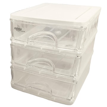 佳斯捷文青風收藏盒 抽屜設計 桌面收納好幫手 簡約風格 多功能用途  透明  3層