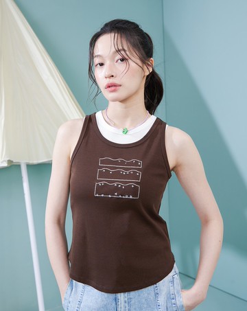 海浪線條彈力羅紋背心(兩色)