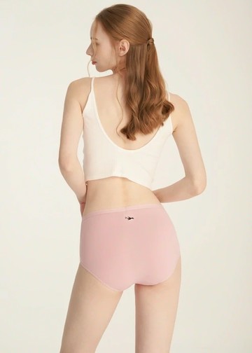 XXL 抗菌系列．超高腰三角內褲(蜜桃粉-刺繡燕子)