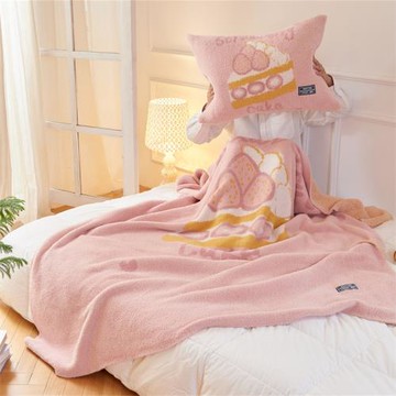 ins風秋冬新款軟綿綿半邊絨多功能毛毯厚午睡空調甜品控保暖毯子