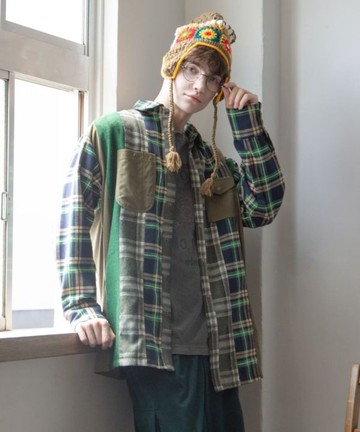 【熱門預購】拼接復古風男裝襯衫 (3色) CAA-5302