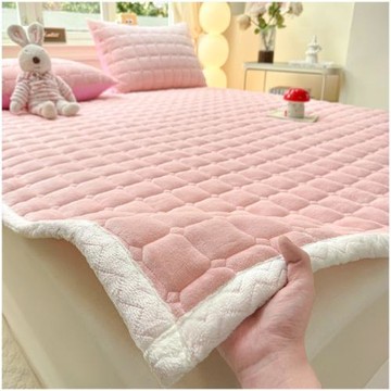 2025新款純色牛奶絨夾棉床墊-風格二支持一件代發供直播