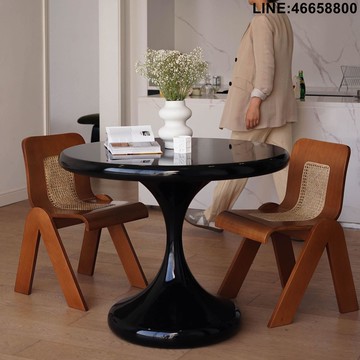 免運 開立發票 茶几 邊幾 小邊桌 北歐玻璃鋼茶幾圓形日式簡約復古ins客廳家用玻璃鋼民宿圓桌