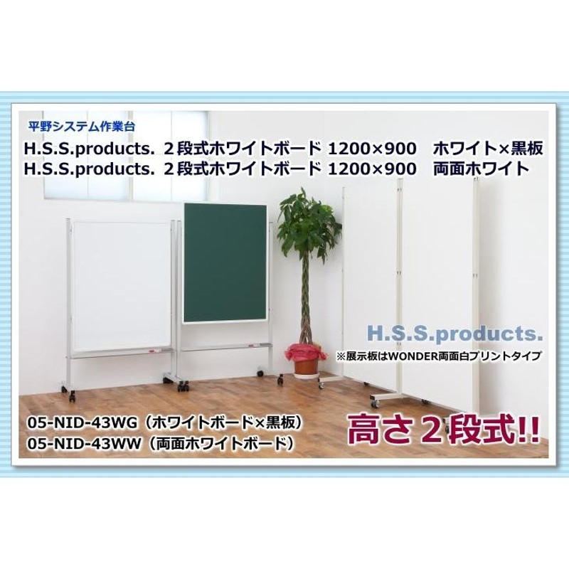 高さ調節二段式ホワイトボード（発表・案内板）１２００×９００ 両面