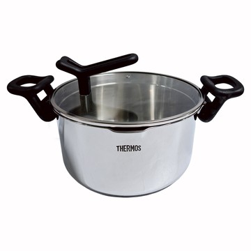 THERMOS 膳魔師 FND 捷利不鏽鋼鍋 5.2L 雙耳附瀝水蓋萬用湯鍋 24cm 電磁爐適用  銀色  1個