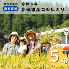 農家直送!新潟県産棚田のコシヒカリ「あさひかがやく」　玄米5kg・うしだ屋